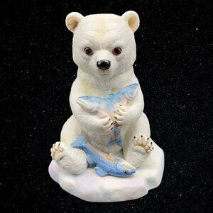 1982 Roman Inc The Baby Bear Picnic Polar Bear Figurine 5”T 3.5”W